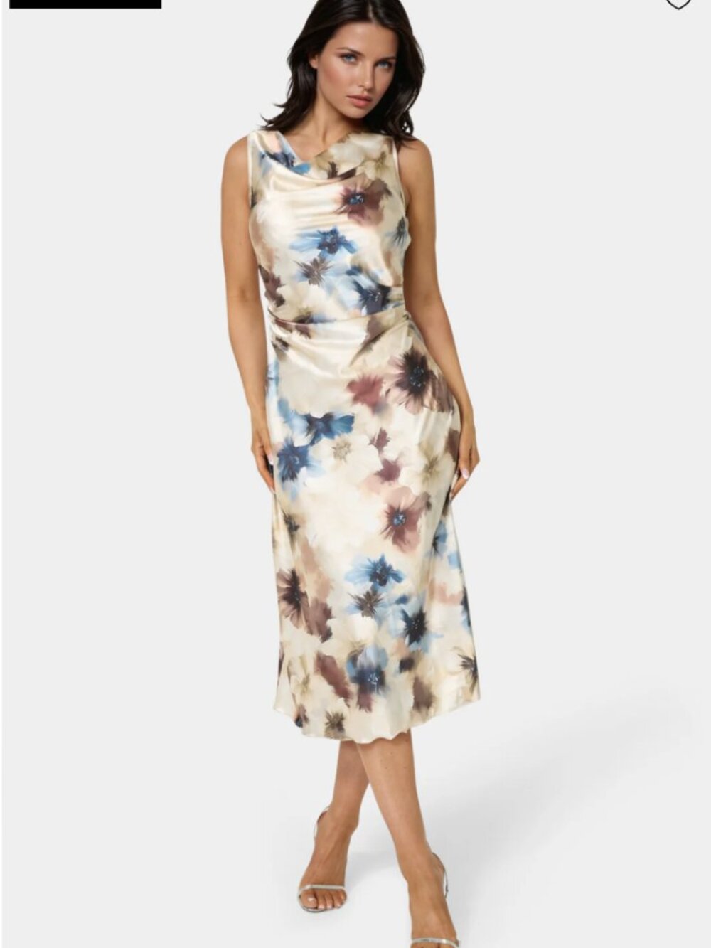 BEBE Printed Satin Midi Dress Small NWT